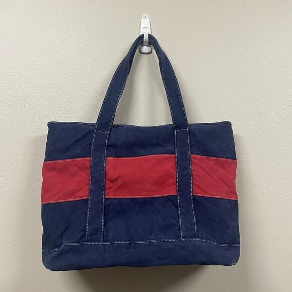 Disney Cruise Line Red Blue Canvas Tote Bag w/Zipper Closure Pockets 21 x 14" - Picture 5 of 13